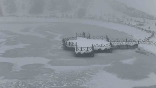 Erzincanda buz tutan şelale, göl ve göletler havadan görüntülendi