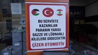 Gümüşhanede otomobil servisinin gelirinin yarısı Gazze ve Lübnana gidiyor