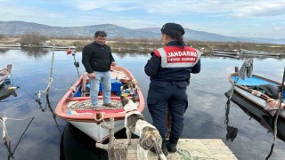 Jandarma ekiplerinden Bafa Gölünde kontrol