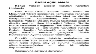 MSB: 5 Teğmen ve 3 sıralı amire Silahlı Kuvvetlerden Ayırma Cezası verildi