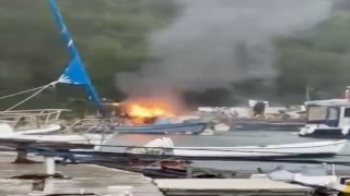 Muğlada balıkçı teknesi alev topuna döndü