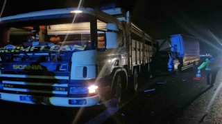 TEMde arıza yapan kamyonu emniyet şeridine park etti, kamyon çarptı: 1 yaralı