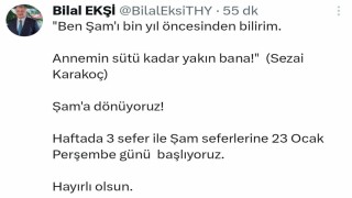 THY Şam seferleri başlıyor