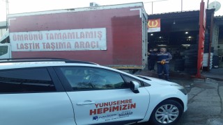 Yunusemrede atık lastikler geri dönüşüme kazandırılıyor