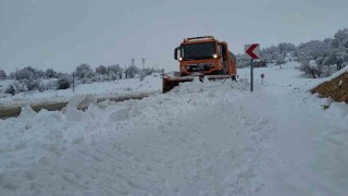 Adıyamanda kar köy yollarını kapattı