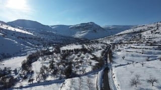 Akçadağda kar manzarası mest etti