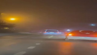Asker konvoyunda trafiği tehlikeye attılar, ters şeride girip drift yaptılar