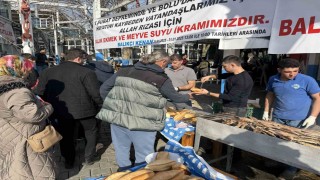 Beylikdüzünde kazada ölen torununun hayrı için yüzlerce balık ekmek dağıttı