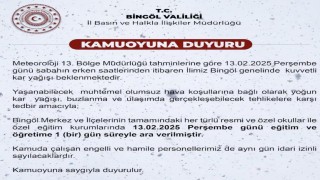 Bingölde eğitime 1 gün ara verildi