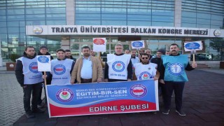 Edirnede üniversitede yer değişikliği hakkı için eylem yaptılar