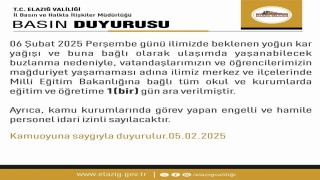 Elazığın ilçelerinde de eğitime bir gün ara verildi