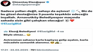 Elazığspor ve belediye arasındaki kar mizahı sosyal medyada ilgi gördü
