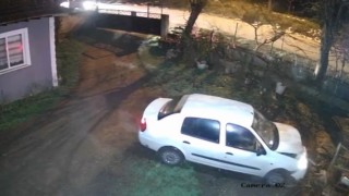 Evin bahçesine uçan araç köpek kulübesini parçaladı
