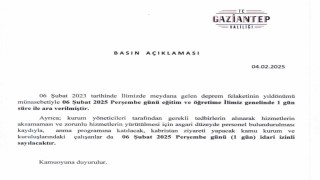 Gaziantepte deprem yıldönümünde okullar tatil edildi