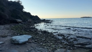 Milas Boğaziçinde deniz suyu çekildi