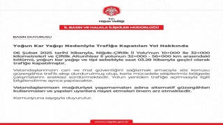 Niğdede kar yolları kapattı