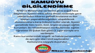 Niksarda olumsuz hava şartları nedeniyle eğitime 1 gün ara