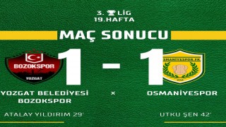 Osmaniyespor FK, Deplasmanda Yozgat Belediyesi Bozokspor ile Yenişemedi