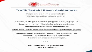 Sakaryada motokuryelere trafiğe çıkma yasağı
