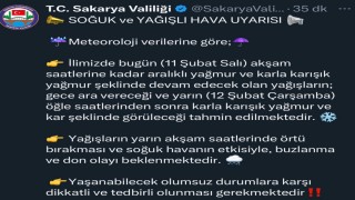 Sakaryada soğuk ve yağışlı hava uyarısı