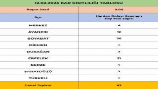 Sinopta kapalı köy sayısı 83e çıktı