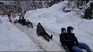 Sinopta kar yağışının ardından renkli görüntüler oluştu