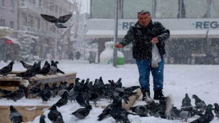 Soğuk havada yürek ısıtan görüntü