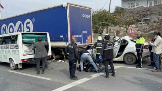 Tırla çarpışan Fiat otomobil sürücüsüne mezar oldu