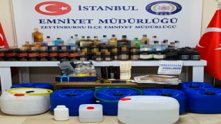 Zeytinburnunda depoya sahte alkol baskını: 155 şişe sahte alkol ve 190 litre etil alkol ele geçirildi