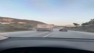 120 ile otomobil sollayan hafriyat kamyonu kamerada