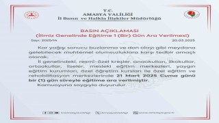 Amasyada eğitime 1 gün ara verildi