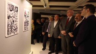 Bahattin Atakın Elinde Fırça, Dilinde Müzik isimli çizgi roman sergisi açıldı