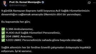 Bakan Memişoğlu: 11 bin 400 acil sağlık hizmetleri personelimizle sahada görev başında olacağız