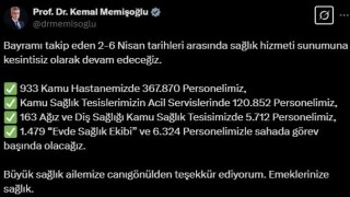 Bakan Memişoğlu: 2-6 Nisan tarihlerinde sağlık hizmetine devam edeceğiz