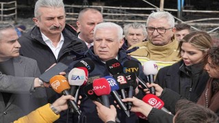 Başkan Bozbey, yanan otel bölgesinde incelemede bulundu
