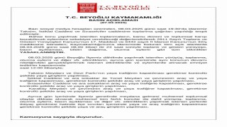 Beyoğlu Kaymakamlığından 8 Mart kararı: 24 saat süreyle gösteri yürüyüşü gibi tüm etkinlikler yasaklanmıştır