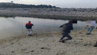 Buldanda bulunan sulama göletinde 500 metre misina ağ ele geçirildi