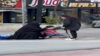Bursada dilencilerin yer kavgası kamerada