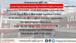Çocuk Yoğun Bakım Hemşireliği Sertifikalı Eğitim Programı Başlıyor
