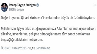 Cumhurbaşkanı Erdoğandan oyuncu Şinasi Yurtsever için taziye mesajı