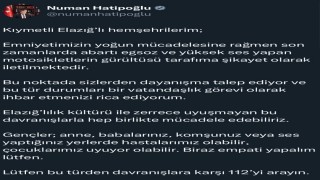 Elazığ Valisi Hatipoğlundan vatandaşlara çağrı