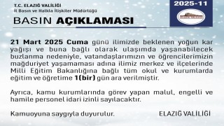 Elazığda eğitime 1 gün ara