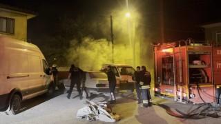 Erzincanda Fiat Tofaş araç yandı