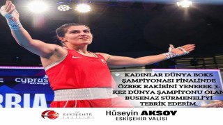 Eskişehir Valisi Hüseyin Aksoydan Busenaz Sürmeneliye tebrik mesajı