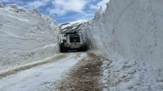 Hakkaride 5 metreyi aşan karda yol açma çalışması