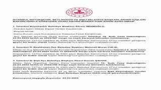 İçişleri Bakanlığı İmamoğlunun görevinden uzaklaştırıldığını ve Şişli Belediye Başkanı Şahanın yerine kayyum atandığını duyurdu