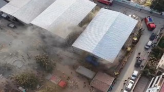 Kahramanmaraşta işçilerin kaldığı konteynerlerde yangın