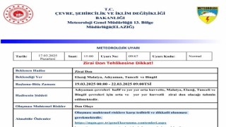 Meteorolojiden 5 il için zirai don uyarısı