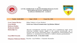 Ordunun yüksek kesimlerinde çığ riski uyarısı