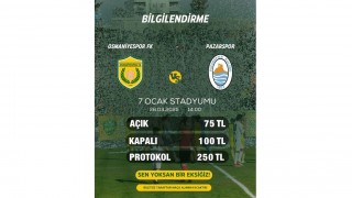 Osmaniyespor FK, Pazarspor’u Ağırlıyor: 26. Hafta Maç Biletleri Satışta